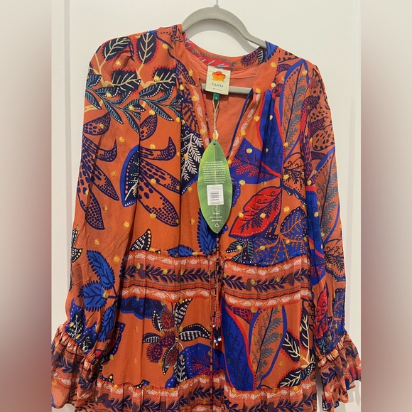 Farm Rio Brown Wild Jungle Midi Dress Size S NWT - Picture 1 of 9
